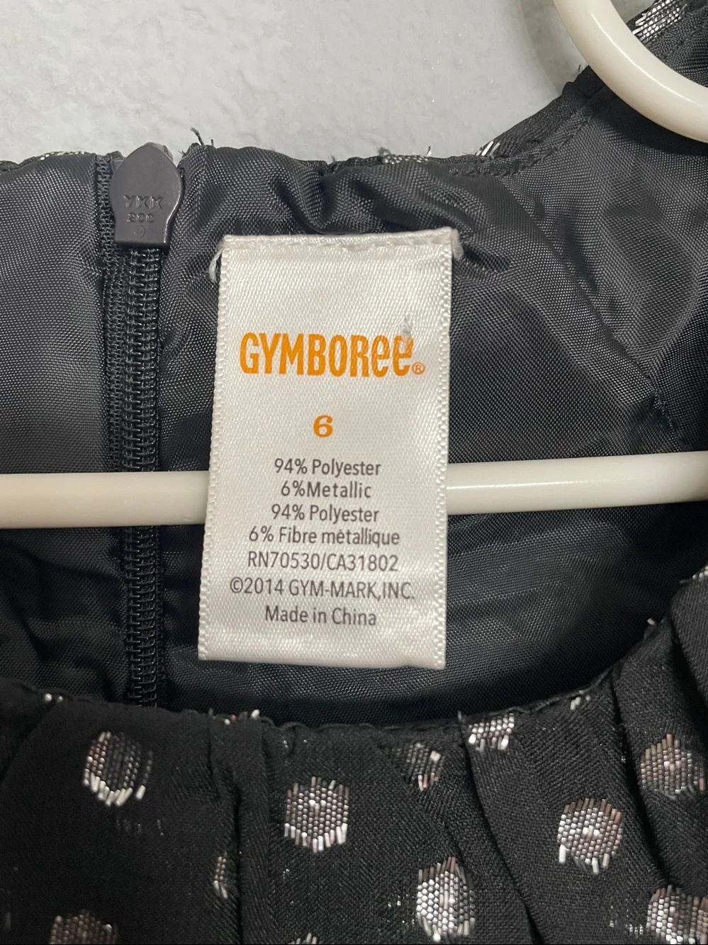 Gymboree Black Dress with Silver Metallic Dots 6